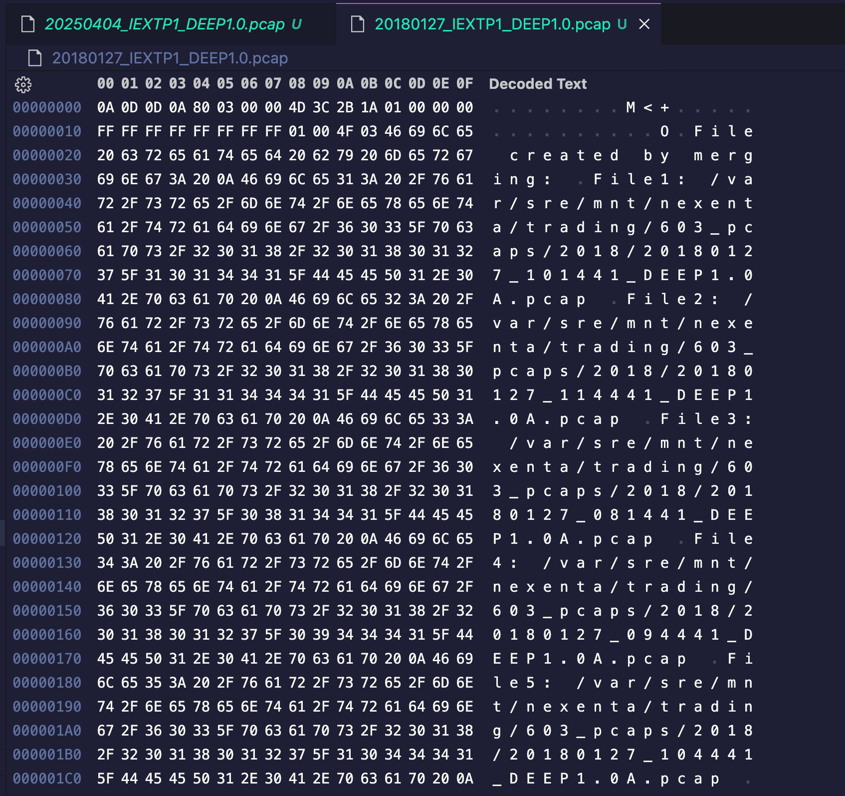 IEX DEEP raw hex data